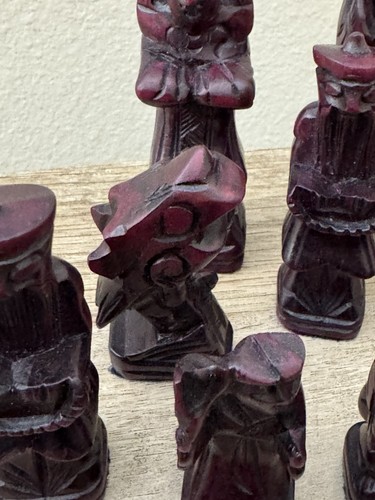 Asian Hand Carved Wood Chess Pieces Set Of 32 Board Game - Picture 17 of 20