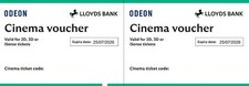2 x Club Lloyds Odeon Cinema Tickets 2D, 3D, ISENSE, Recliner (Exp: 25/07/2026)