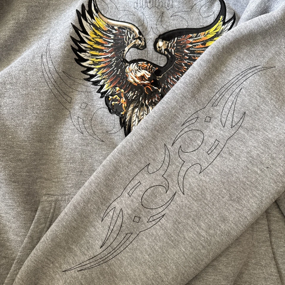 Sudadera con capucha vintage Y2K JNCO Jeans para hombre ropa de skate talla 2XL gris años 2000 Foto 3 de 4