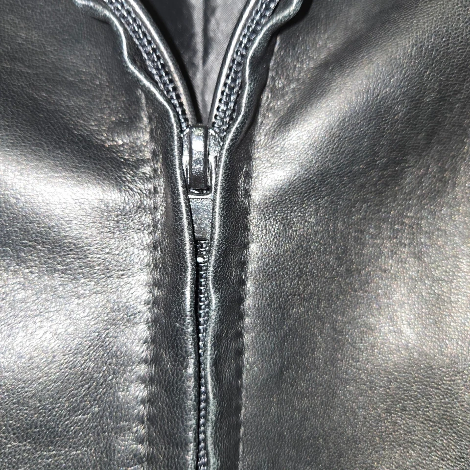 Vera Pelle черная кожаная куртка итальянский мотоциклиста молнии размер 52 ЕС винтажный - Изображение 3 из 4