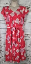 Talbots Coral Floral Chiffon Shirt Dress 16 Belt Fit & Flare Midi Spring Church