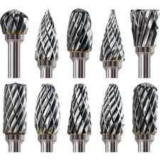 10pcs 6mm Shank Tungsten Steel Carbide Rotary Burr Bur Die Grinder Bit Case Set
