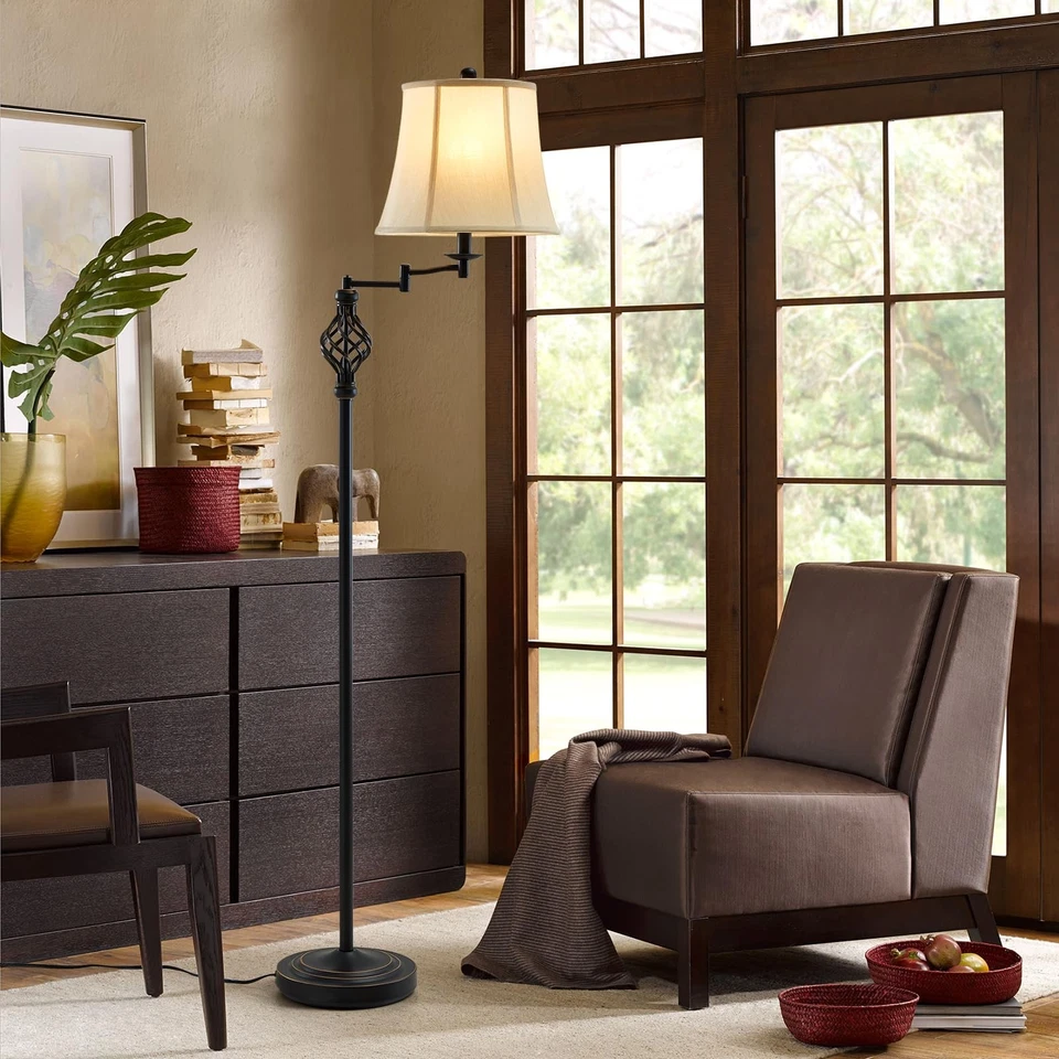 Lámpara de pie LED de temperatura de 3 colores, tradicional 350° brazo oscilante ajustable flo... Foto 4 de 4