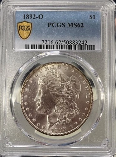 1892-O Morgan Silver Dollar - PCGS MS 62 - Gold Shield