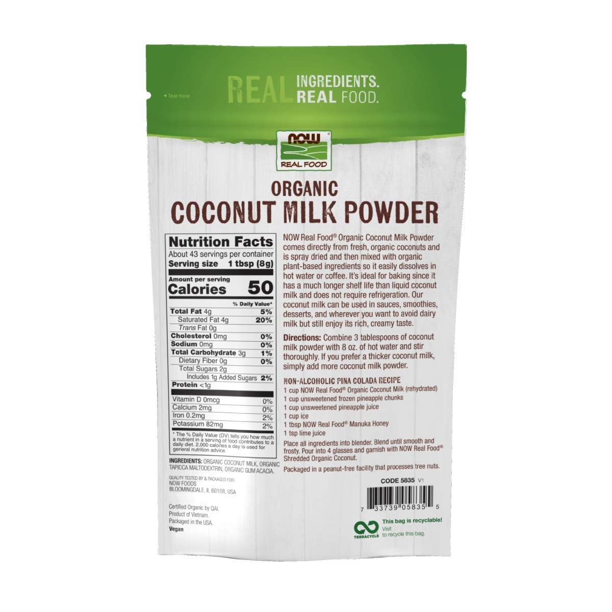 , Organic Coconut Milk Powder, Dairy Free/ Vegan, Just Add Water, 12-Ounce