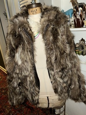 men s made greece raccoon fur coat jacket 40 in chest m medium