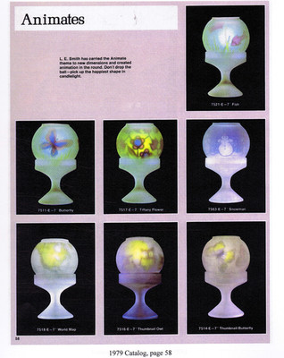 L. E. Smith Glass Co. Animates, 1975-1988 Catalog reprints, Fairy Lamps