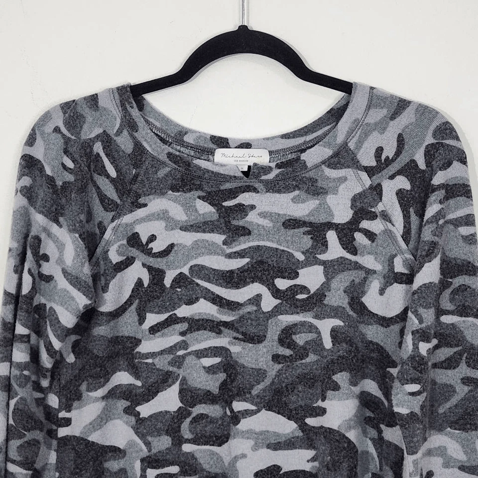 Michael Stars Gray Camo Knit Top Size Small Camouflage Long-sleeve Soft Knit Top - Изображение 2 из 4