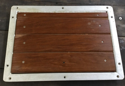 Teak Boat Access Panel with Aluminum Frame 12 1/2'' x 18'' Cutout 10 1/2'' x 16''