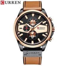 Orologio da Uomo Curren 8349 Chronograph - Cinturino Pelle, Marrone/Oro Rosa lac