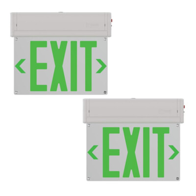 Lithonia Lighting BE W G SM CP2 M2 Edge-Lit Exit Signs-White&Green 2 Packs, 567