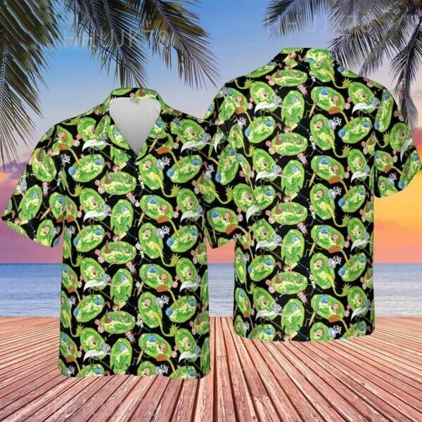 Rick and Rickandmorty Splash Pattern Hawaiian Shirt