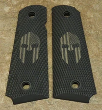 1911 Grips - AMERICAN SPARTAN - BLACK/COYOTE - .45, AMBI CUT, FULL SIZE, CUSTOM