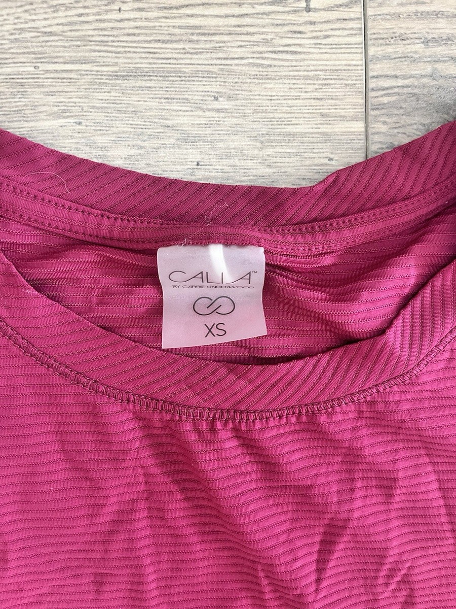 Calia Carrie UnderWood Womens Burgundy Sleeveless Striped Workout