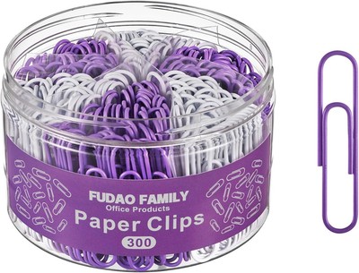 300Pcs Large Paper Clips, Purple and White Jumbo Paperclips, 2 Inch (50 Mm) Pape