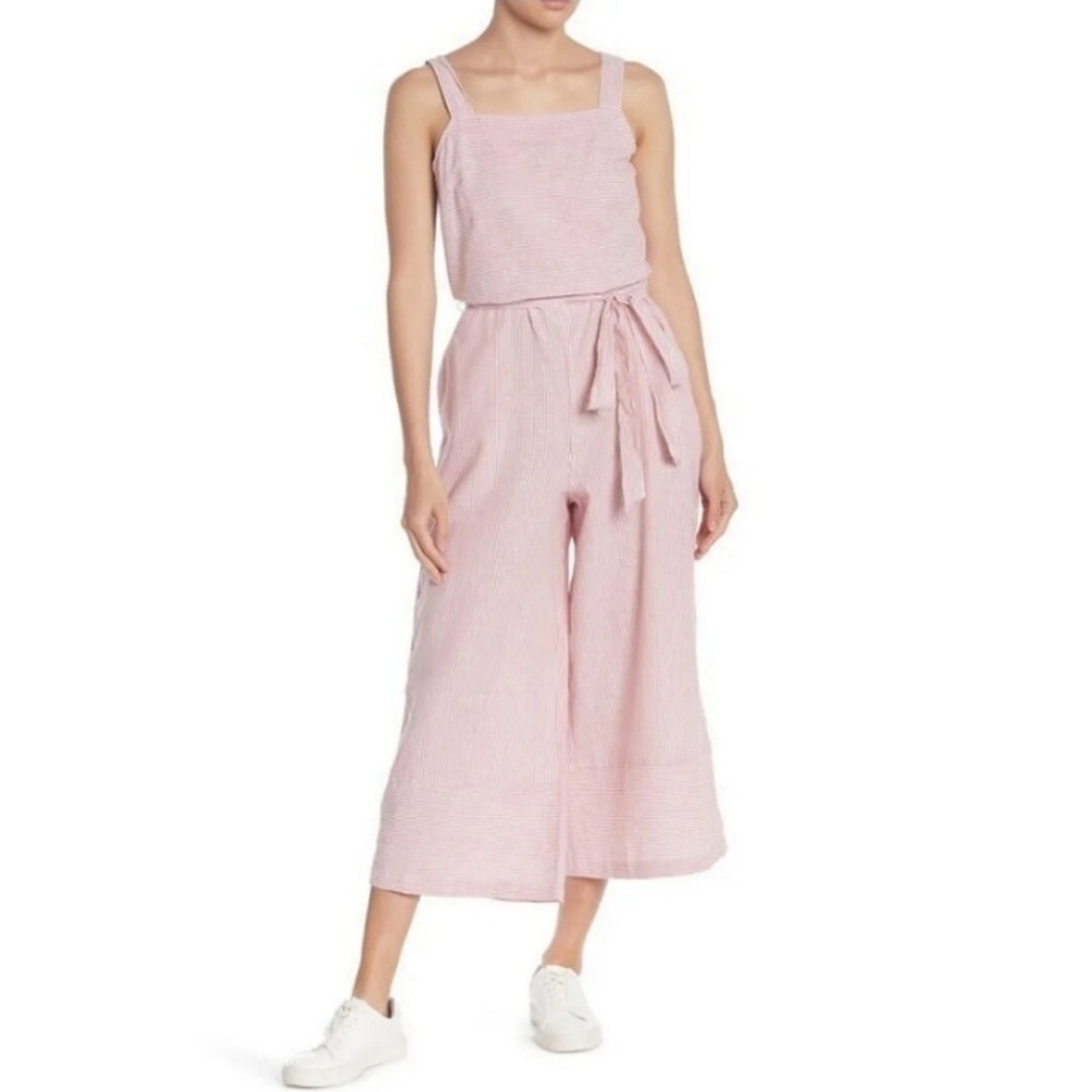 BeachLunchLounge Romper Ankle Crop Wide Leg XS Linen Cotton NEW-image