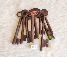 19c Vintage Ręcznie robiona żelazna kłódka Klucz Oryginalny Prosty 9 szt.