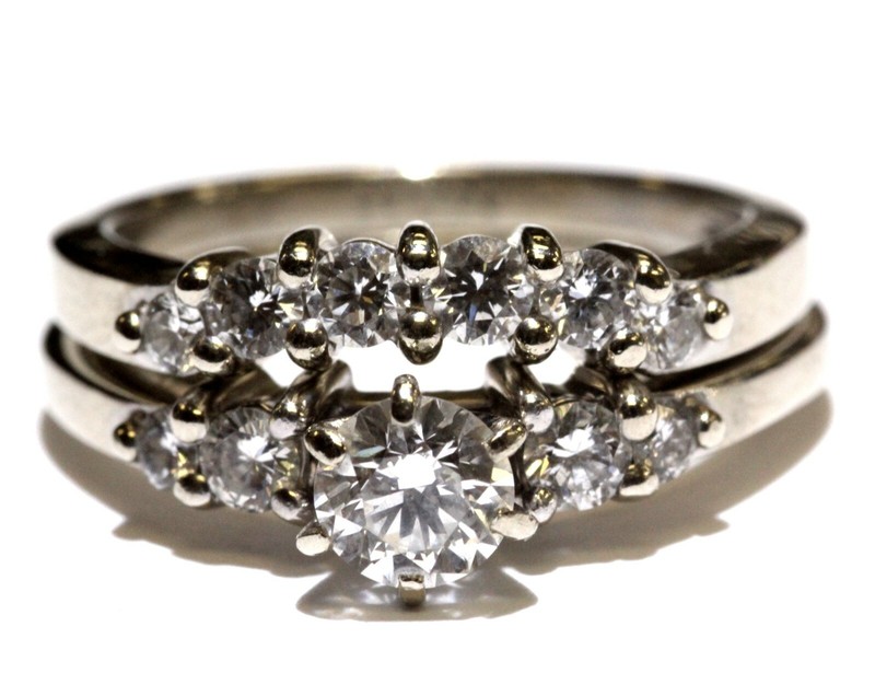 GIA certified 14k white gold .95ct round diamond engagement wedding ring 6.5g