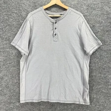 Marc Anthony Polo Shirt Men XL Gray Crew Neck Button Up Short Sleeve Regular Fit