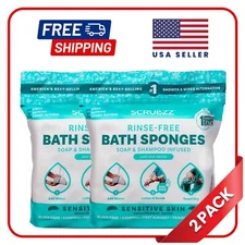 Scrubzz Disposable Rinse Free Bathing Sponges - Sensitive Skin, 50 Count