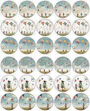 Kite Flying Cupcake Toppers Edible Icing Wafer Decor Birthday Party Fun Air Game