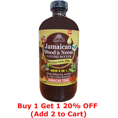 Organic Jamaican Wood & Neem Living Bitter Cholesterol Blood Pressure Tonic 16OZ