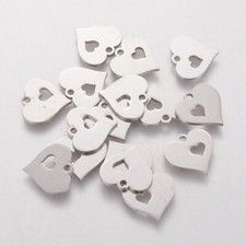 20X 304 Stainless Steel Charms Heart Pendants For Necklace Jewelry Making