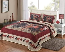 Running Wild Horses King Quilt Set – 3-Piece Rustic Lodge Bedding