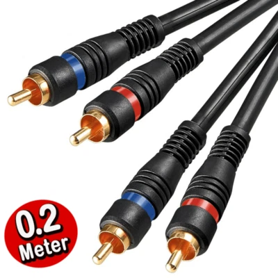 GOOBAY Cinchkabel Stereo, doppelt geschirmt, vergoldet, Cinch Chinch RCA Kabel 20 cm