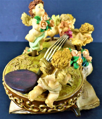 Violin Music Box Rotating Cherubs Angels - Berkley Designs - Plays Ava Maria EUC - Picture 5 of 12