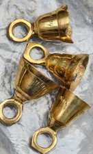Lot Of 4 Etched Brass Bells Small 1/2 inch half New Metaphysical