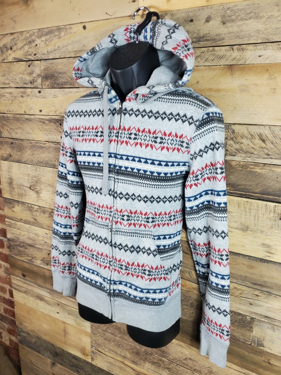 Aeropostale Hoodie Sweatshirt Small Gray Red Blue Chest 41