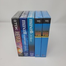 Blank Factory Sealed VHS Video Tapes, Lot of 5 FIVE , Hypermedia, Maxell, TDK