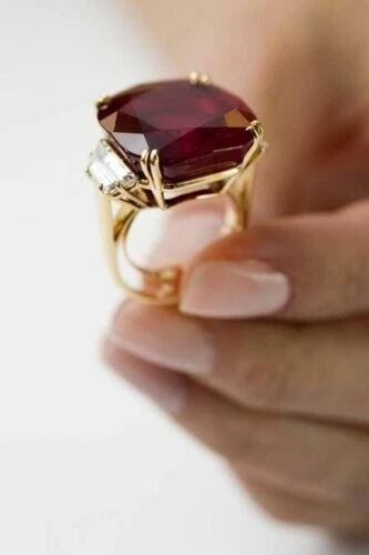 Art Deco Antique 5.10 Ct Red Ruby Vintage Ring 14K Yellow Gold Finish - Image 2 of 3