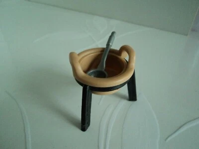 PLAYMOBIL vintage chaudron marmite pot avec louche grise camp western nordistes - Photo 1/2