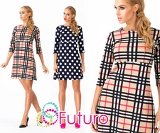 Elegant Ladies Cocktail Mini Dress Crew Neck 3/4 Sleeve Tunic Sizes 8-12 FA354