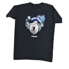 Vintage Anvil Black Cotton T-Shirt Dress One Size Alaska Polar Graphics