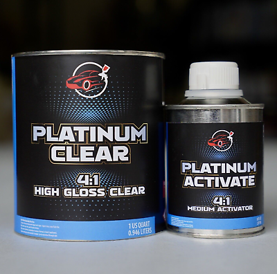 #ad #ad Platinum Clear 4:1 Automotive 2K High Gloss QUART Size Clearcoat Kit w Hardener $44.49