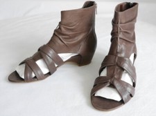 CARA LONDON ladies cage sandal booties, size 37, brown leather, New