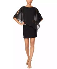 X BY XSCAPE Capelet Sheath Dress - Black - 16 - NWT
