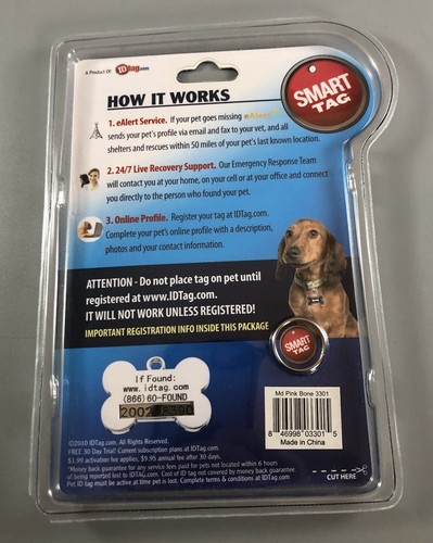 Find Lost Pets Fast!! Smart Tag Pet ID Large Blue Bone Tag - New In Package E3.2 - Picture 2 of 3