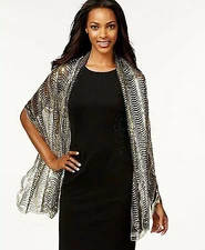 Betsey Johnson Cejon Sequin Tulle Evening Wrap Scarf