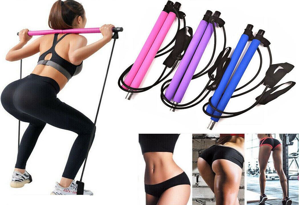 1x Pilates Stretch Rope Gym Stick Yoga Exercise Bar Pilates
