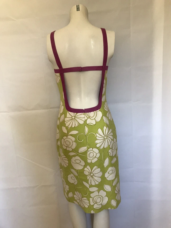 Chaqueta de Vestido Douglas Hannant 2 Piezas Verde Algodón Malva Gamuza Borde Forro de Seda Talla 4 Foto 3 de 4