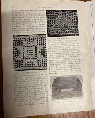 1920 Filet Crochet Lace Making Antique Pattern Instruction Booklet Illustrated - Picture 7 of 10