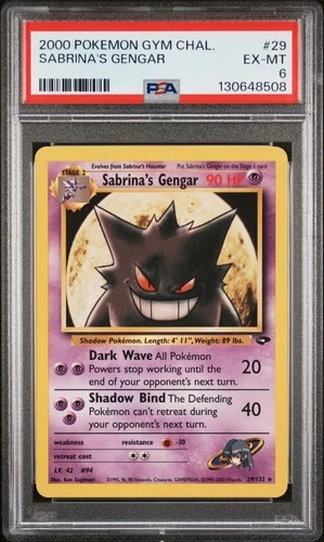2000 POKEMON GYM CHALLENGE #29 SABRINA'S GENGAR PSA 6