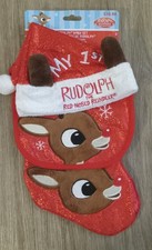 Baby's First Rudolph The Red Nose Reindeer Christmas Set Hat, Stocking, Bib