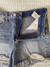 Vervet Women's High-Waisted Distress Blue Denim Shorts Size Small 100 Cotton