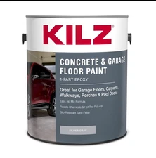 1-Gallon Epoxy Acrylic Paint Silver Gray Satin Slip-Resistant Concrete Garage