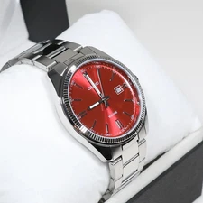 Casio Men's Vintage Red Dial Stainless Steel Watch MTP-1302PD-4AVEF